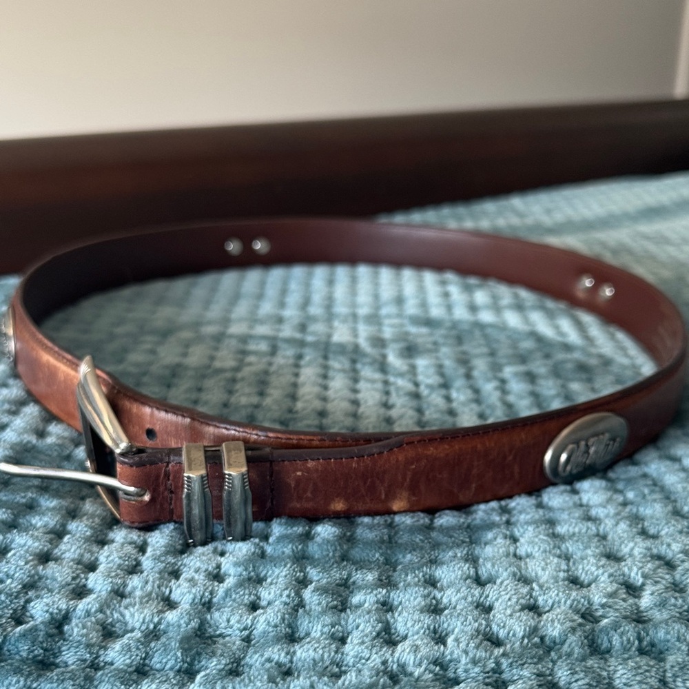 Men's Brown Leather Belt Ole Miss